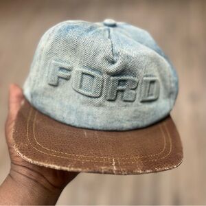 Vintage Ford Denim Strapback Hat